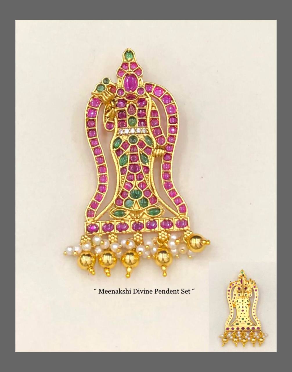 Meenakshi Amman Pendant in Kempu - NP0031