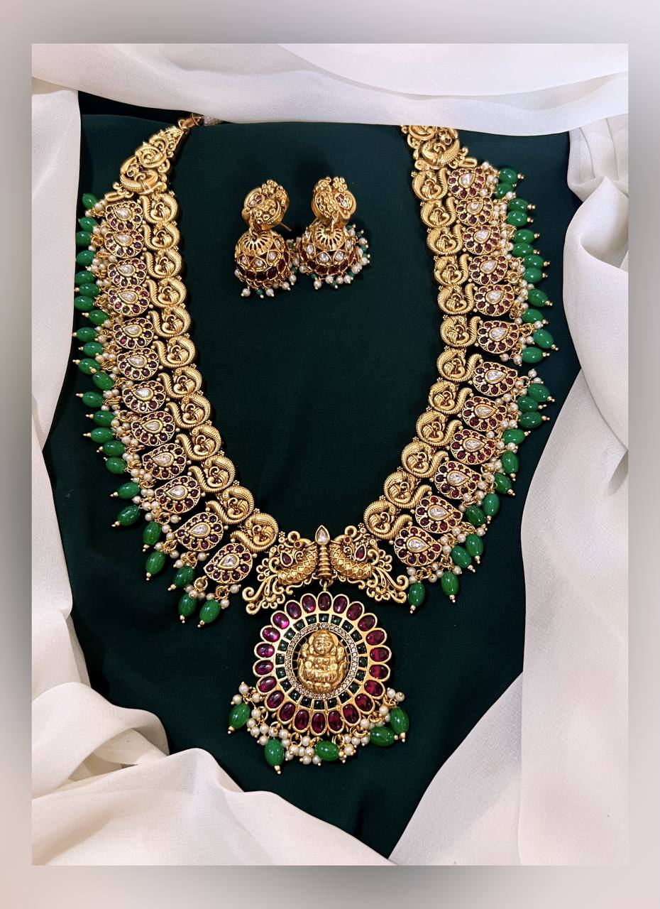 Peacock and Mango Chain with Flower Pendent in Nakshi - NH00102