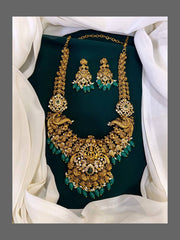 Lakshmi Pendent  with Peacock in Nakshi Necklace -  NH00117