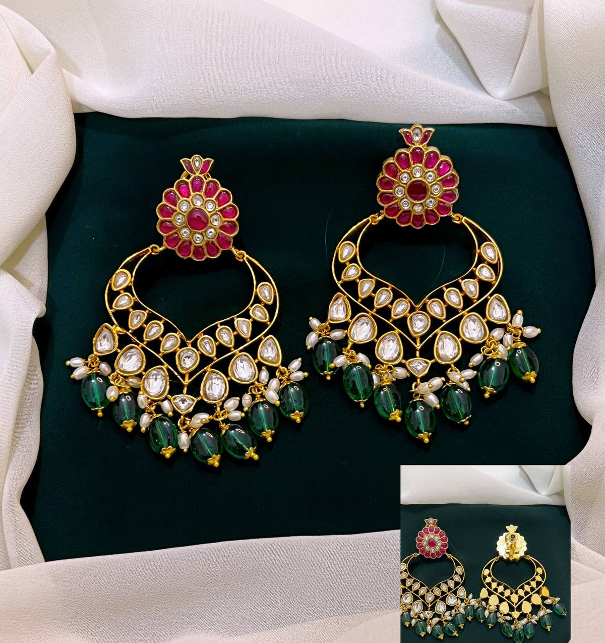 Jadau Designer ChandBali Hanging With Screwback - KE00340