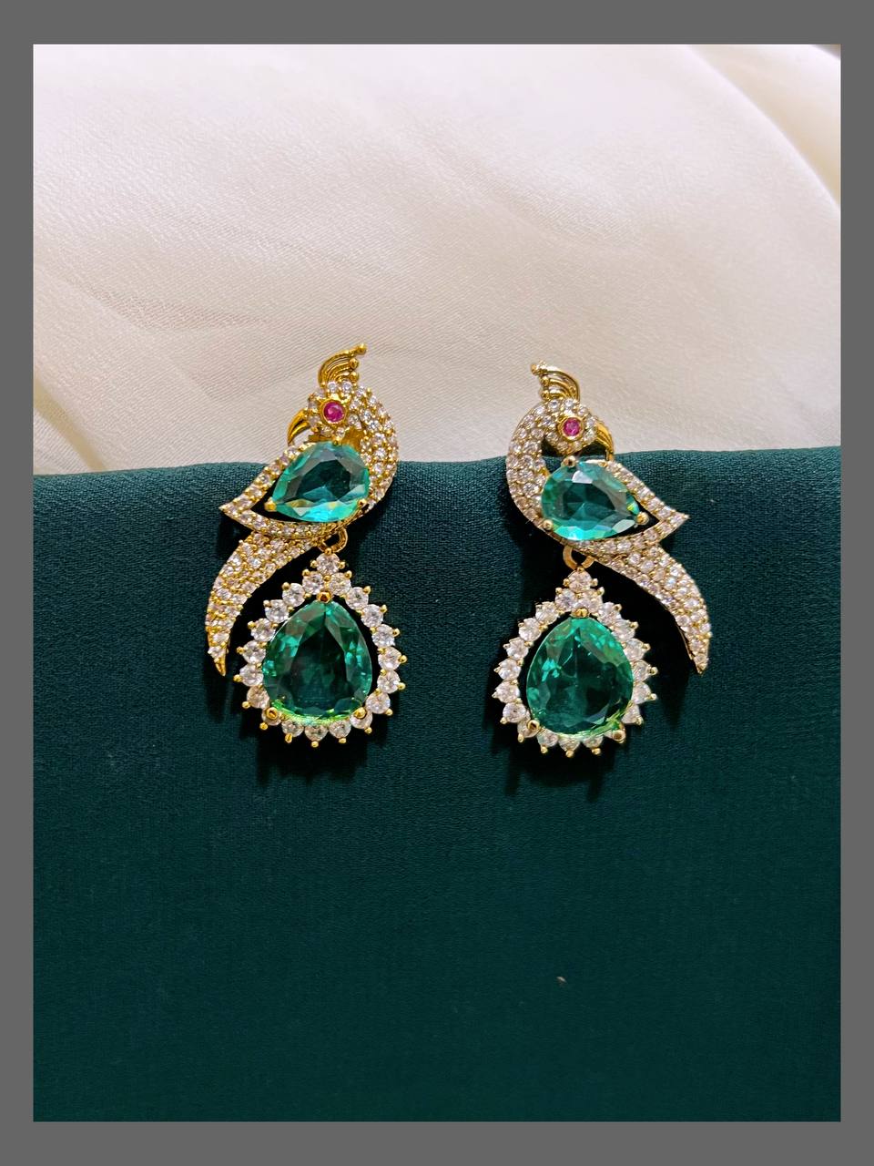 Beautiful White Stone Peacock Stud Earring In Victorian - VE00121