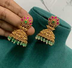 Beautiful Antique Flower Jhumki - NE00355