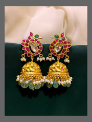 Beautiful Peacock Jhumki In Kundan - KE00452
