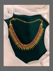 Kerala Kempu Traditional Mullamottu Necklace in Nakshi - NN00272
