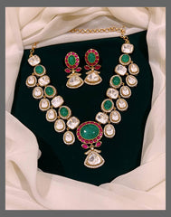 Beautiful Antique White Stone Necklace  In Kundan - KN00412