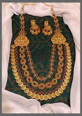 Beautiful  3Layer Lakshmi Haram In Nakshi - NH00230