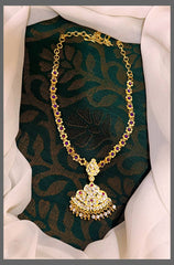 Vintage Panchaloham Collection Purple Stone Flower Necklace In Nakshi - NN00347