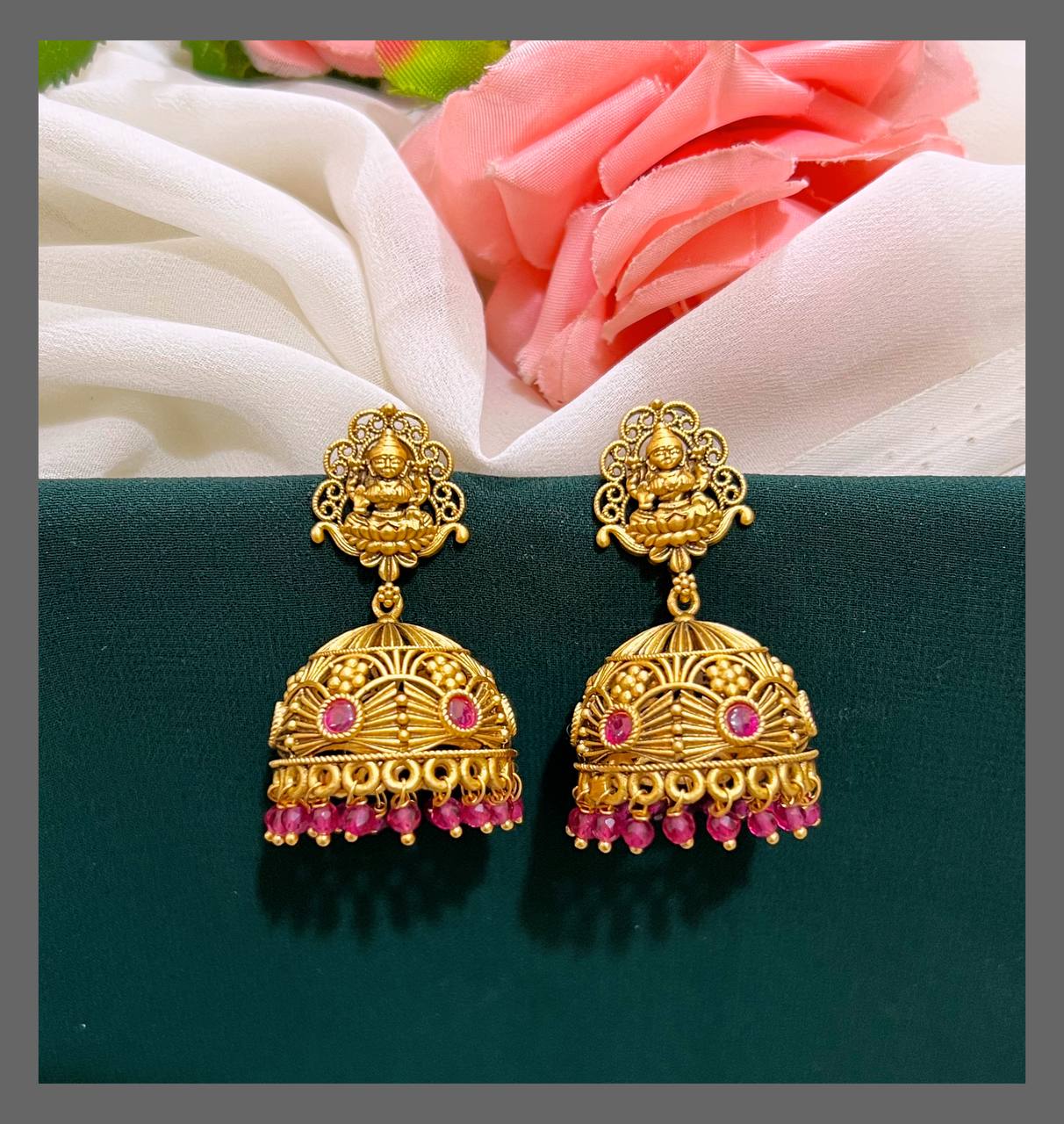 Antique Lakshmi Jhumki In Nakshi - NE00422