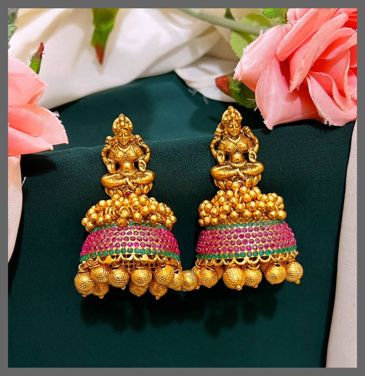 Kerala Design Lakshmi Jhumki In Nakshi - NE00424