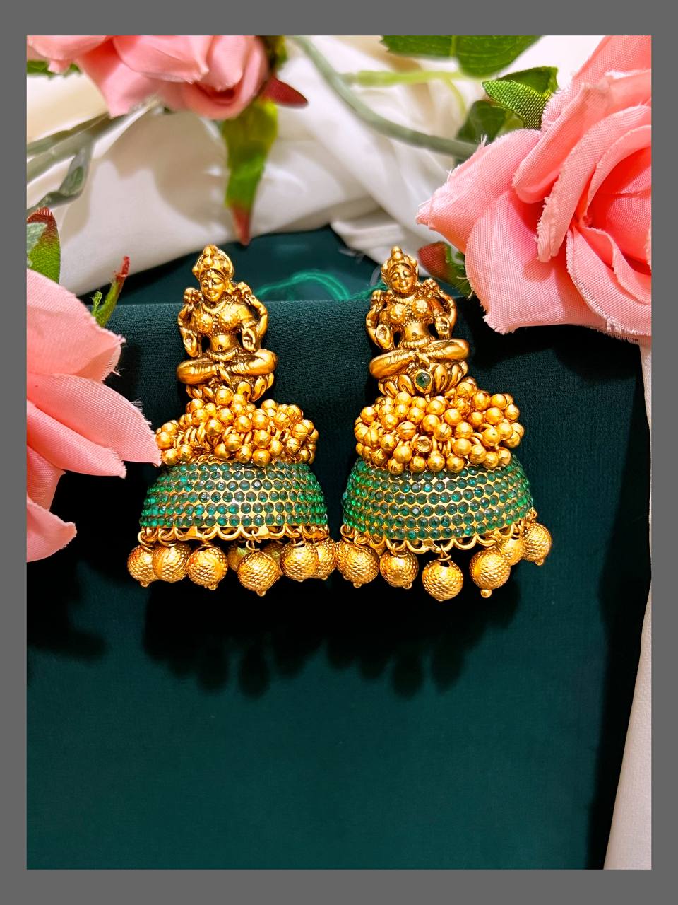 Kerala Design Lakshmi Jhumki In Nakshi - NE00424