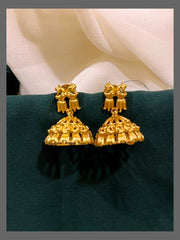 Beatiful Small Peacock Jhumki In Nakshi - NE00428