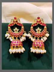 Rice Pearl Peacock Jhumki In Kundan - KE00470