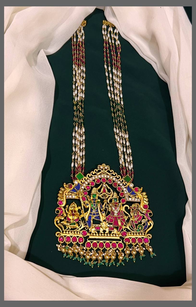 Rice Pearl With  Shiva Parivar Pendent - PB00106