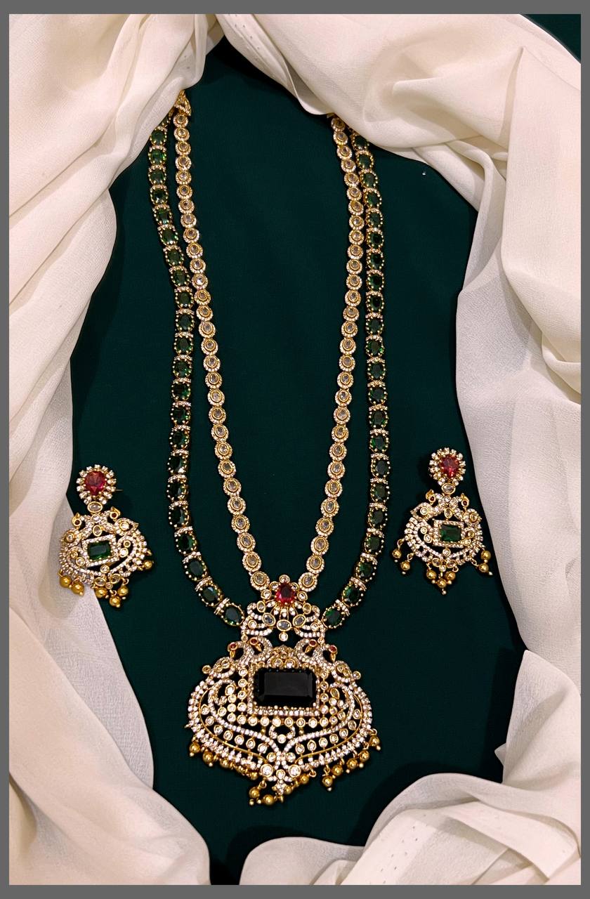 Double Layer Emerald and White Stone Haram In Victorian - VH0044