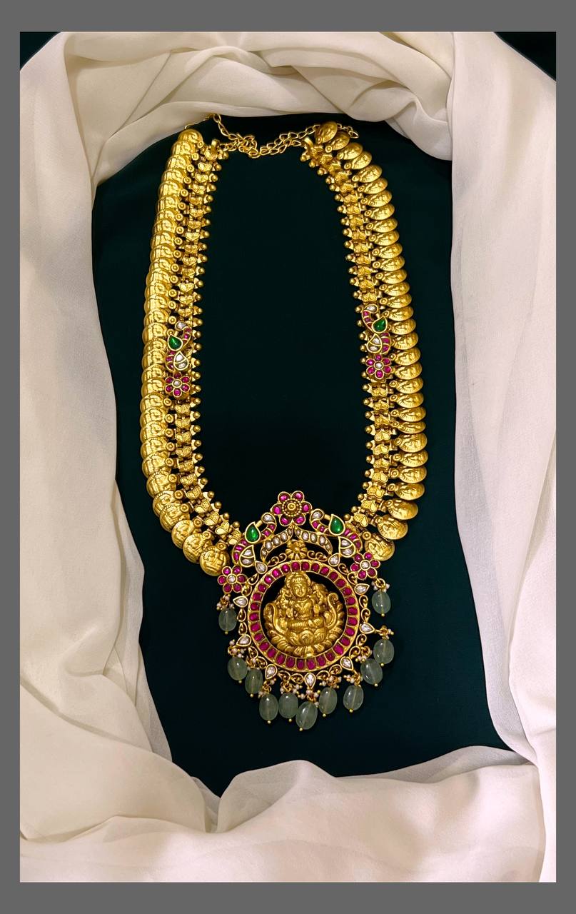 Lakshmi Kasu Haram With Peacock and Pearls - KH00273