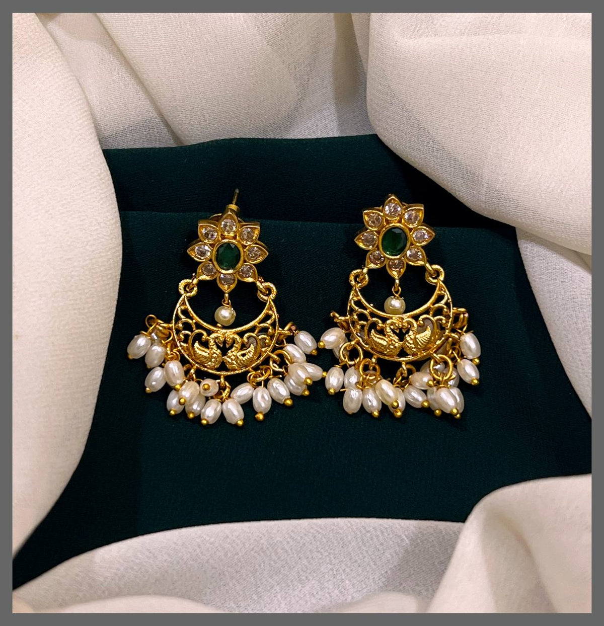 Rice Pearl Earrings In Nakshi - NE00450