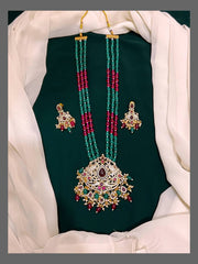 Green and Pink Beads With Pendent - PB00110