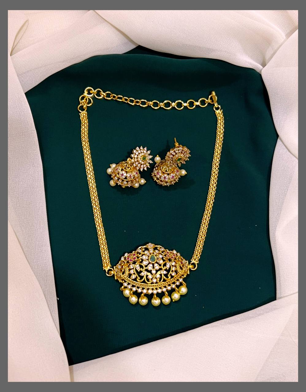 Beautiful Nakshi Necklace With Jhumki - NN00393