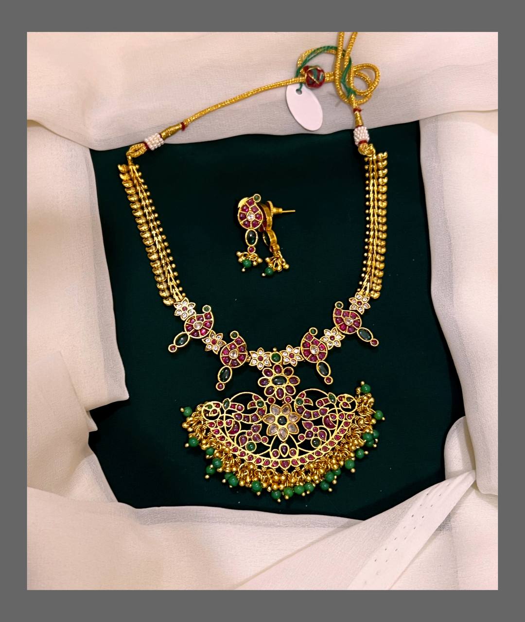 Kempu Mango Necklace In Nakshi - NN00414