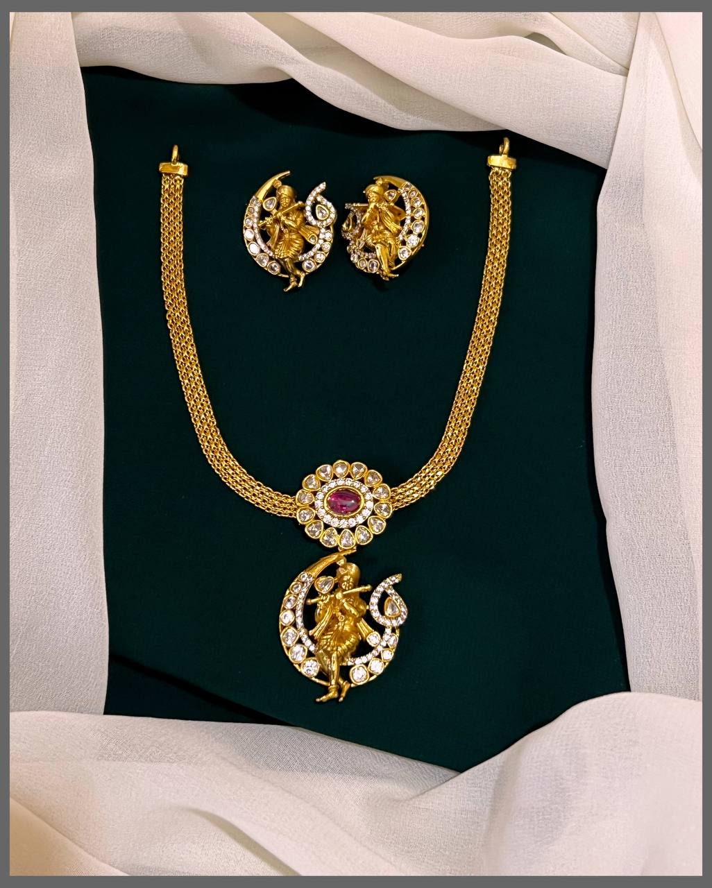 Beautiful Krishna Necklace In Nakshi - NN00430