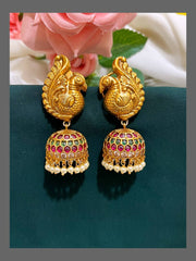 Peacock Jhumki In Nakshi - NE00480