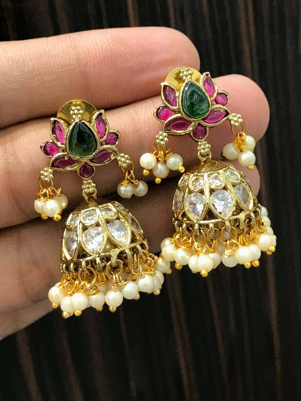 Lotus Jhumki In Nakshi - NE00490