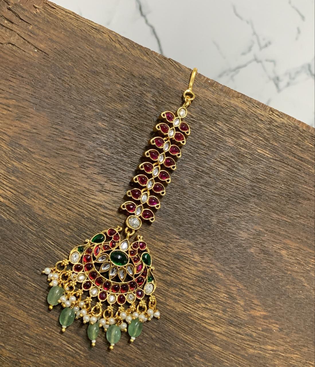 Antique Ruby Maang Tikka - HA00143