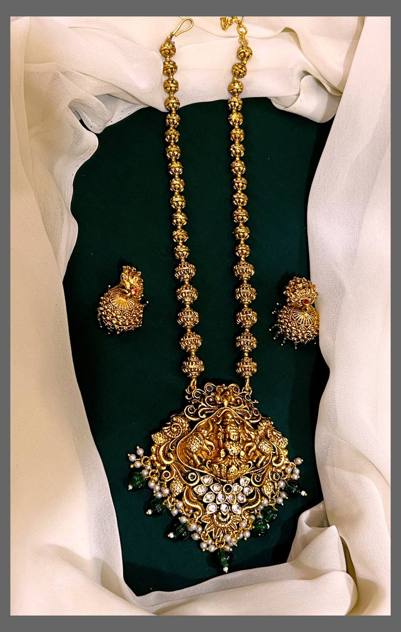 Beautiful Lakshmi Haram With Pearls - NH00269