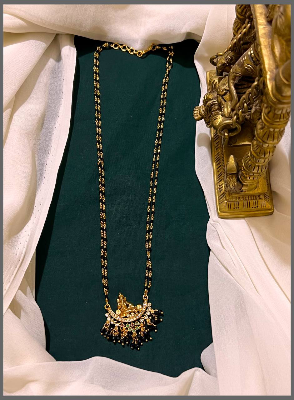 Black Bead Haram With Ganesha Pendent - BD0067