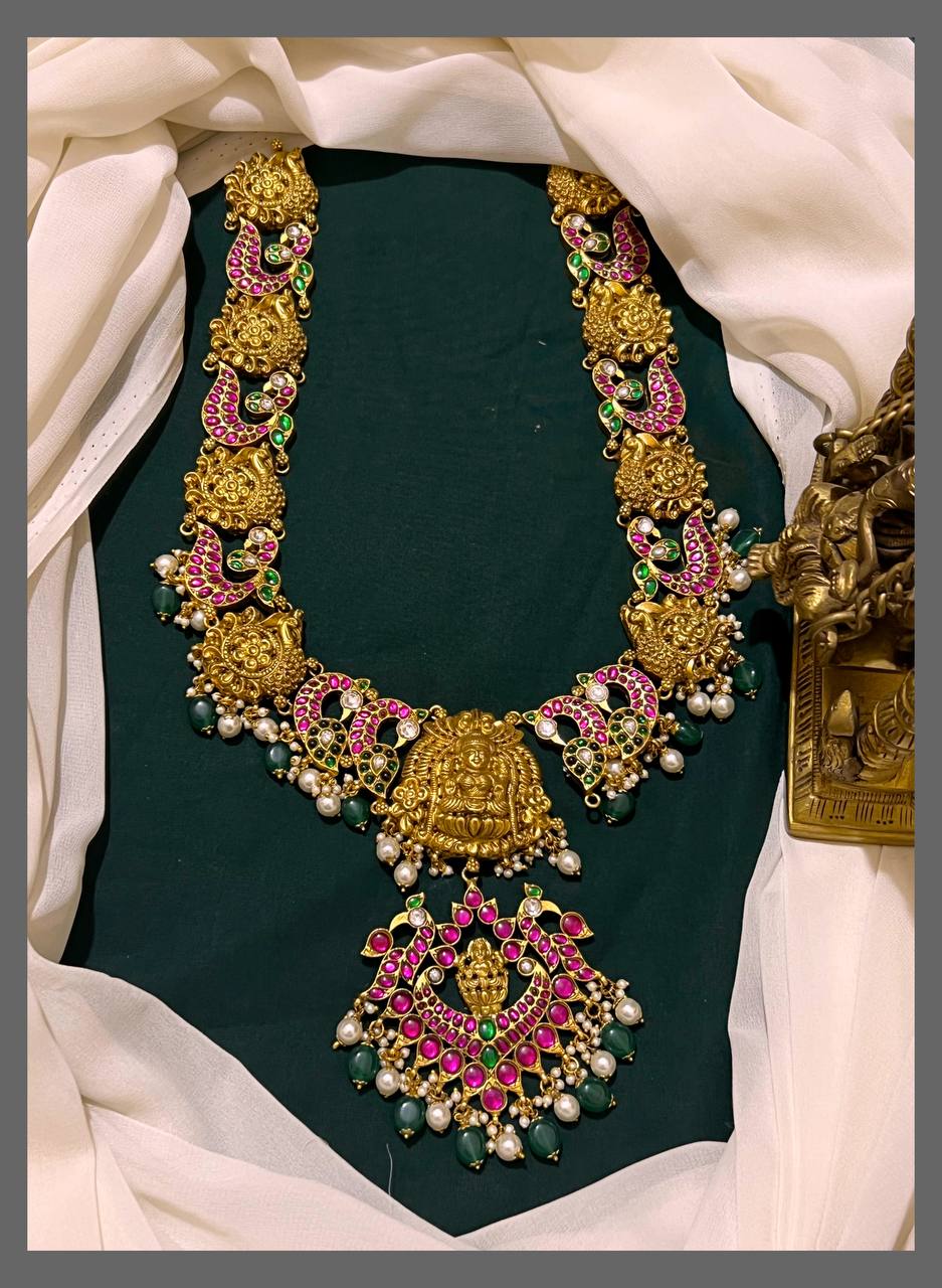 Peacock and Lakshmi Haram In Kundan - KH00304