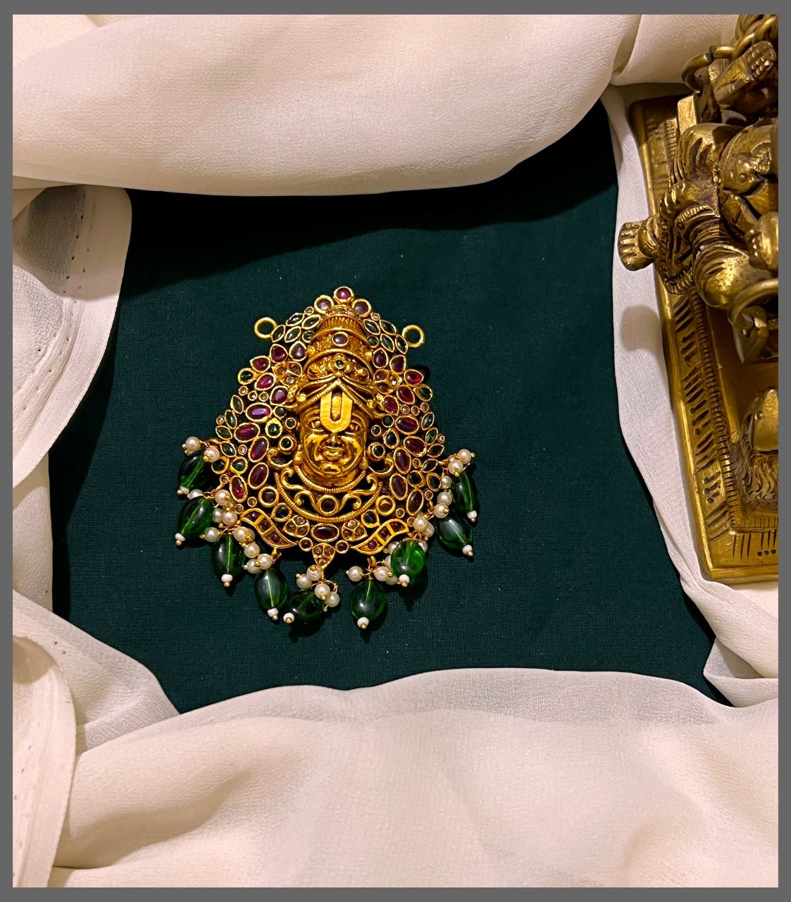 Lord Balaji Pendent With Pearls - NP0061