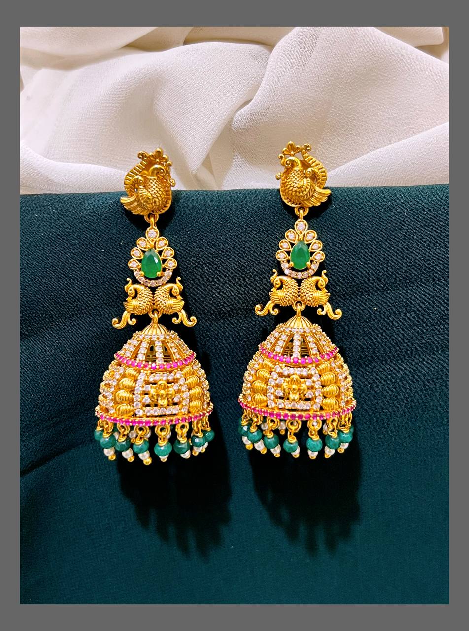 Peacock Jhumki In Nakshi - NE00519