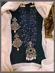 Dark Blue Pearl Haram With Victorian Pendent - PB00215