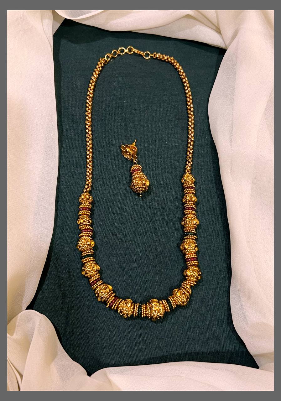Antique Gold Pearl Necklace - PB00233
