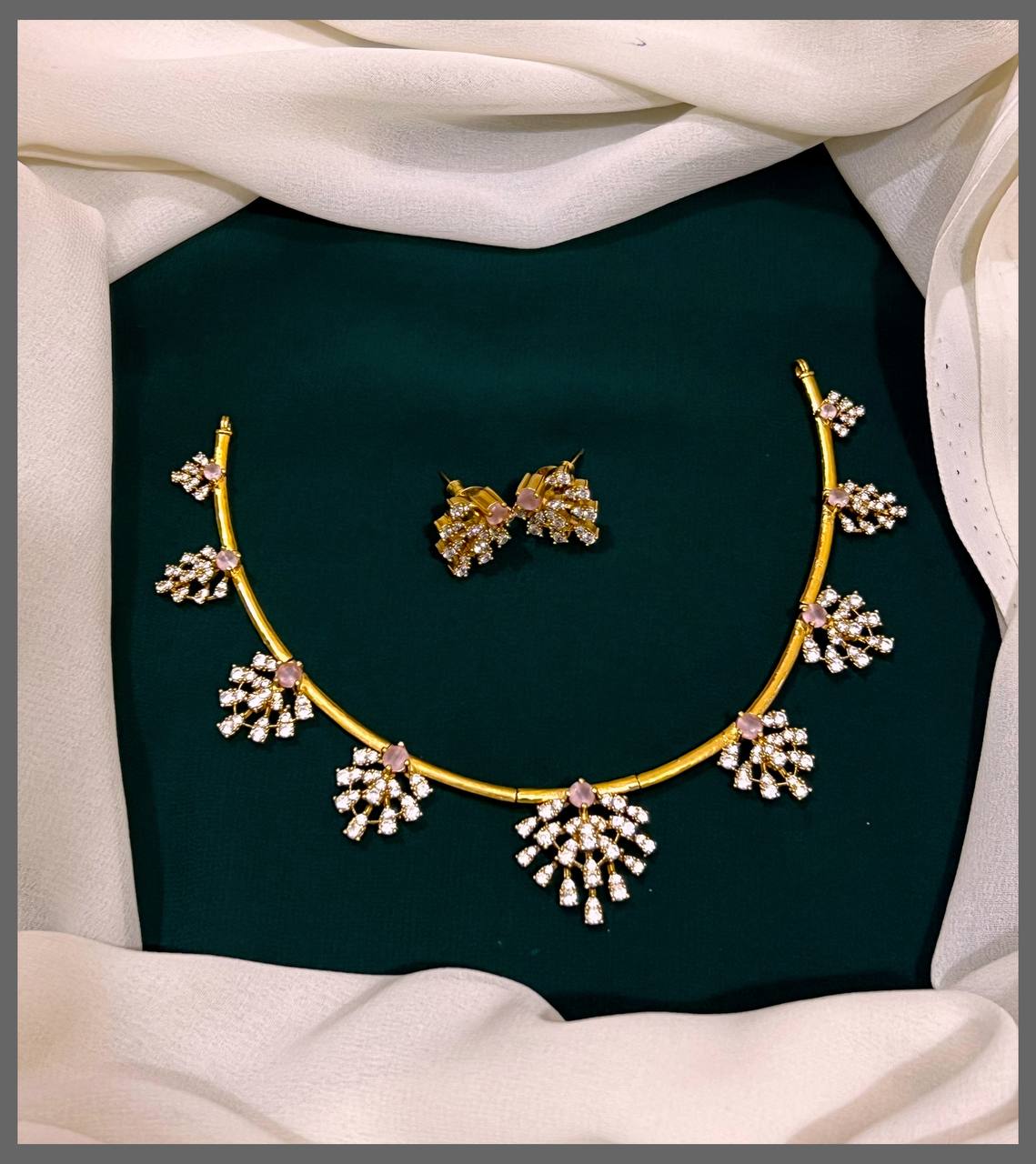 White Stone Choker in Nakshi - NN00422