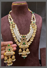 Moissanite with Emerald Stone Haram in Kundan - KH00319