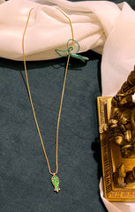 Beautiful Chain With Kundan Fish Pendant - KN00538