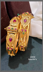 Ruby Dew Drops Bangles in kundan - BG00224