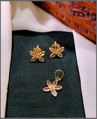 Stone Flower Pendant With Earring - NP0082