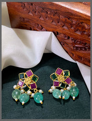 Multicolour Earrings In Kundan - KE00529