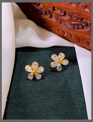 Small Stone Flower Stud In Nakshi - NE00595