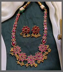 Ruby Flower Necklace In Nakshi - NN00736