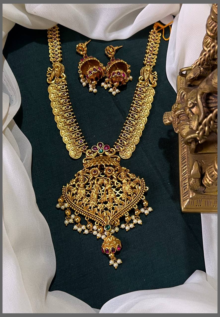 Beautiful Lakshmi Kaasu Necklace In Naskhi - NN00748