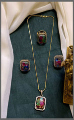 Victoria Pendant Set Chain With Earrings and Ring - VN00167