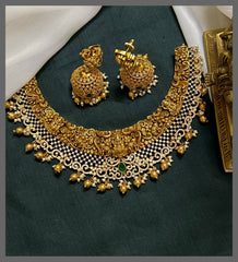 Beautiful Stone Lakshmi Necklace In Nakshi - NN00769