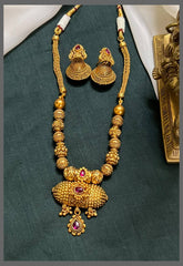 Gold Pearl Necklace With Jhumki - PB00490