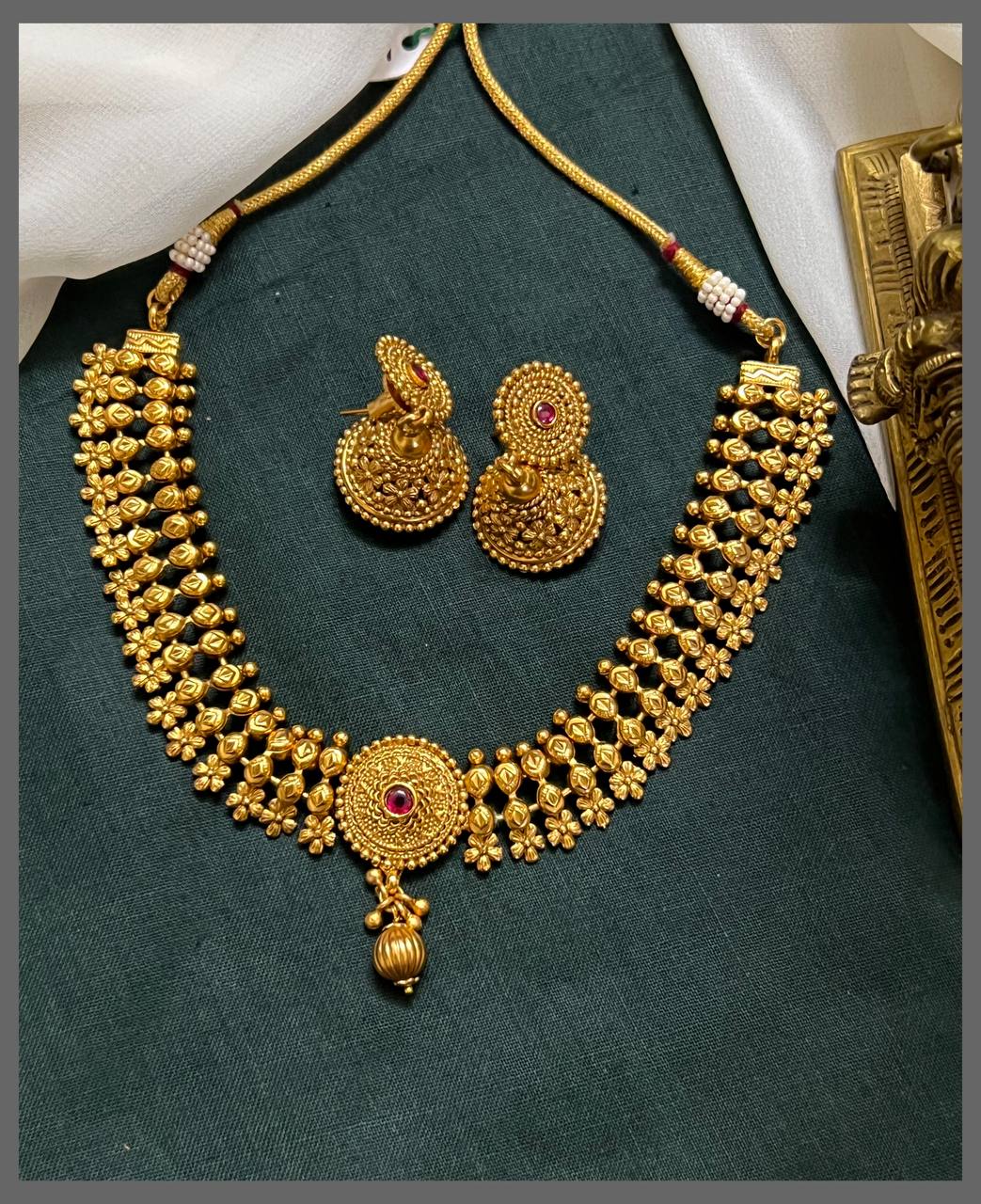 Beautiful Nakshi Necklace With Jhumki - NN00773