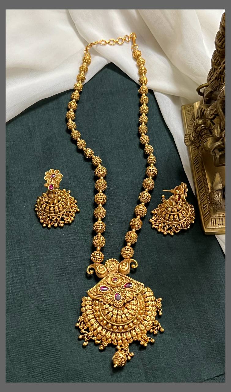 Gold Pearl Haram With Jhumki - PB00493