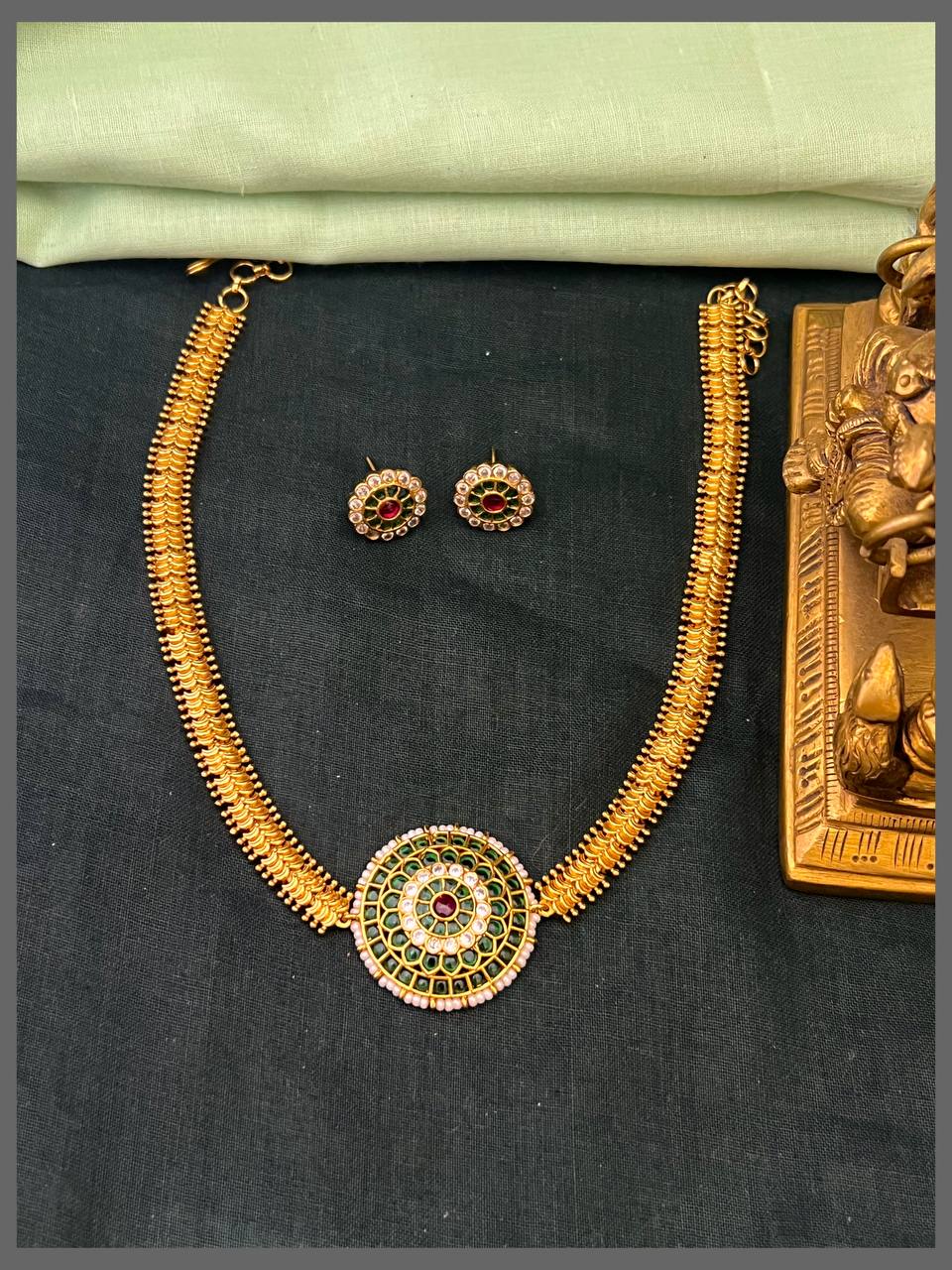 Beautiful Nakshi Necklace With Pendant - NN00780