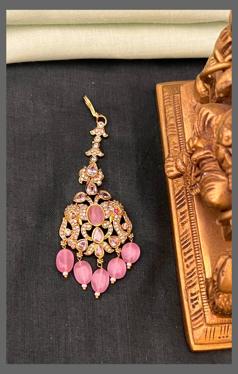 Stone Elephant Maang Tikka - HA00192